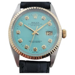 Rolex 16013 Datejust 36mm 18k SS Mens Custom Diamond Dial Automatic 1980s RA557