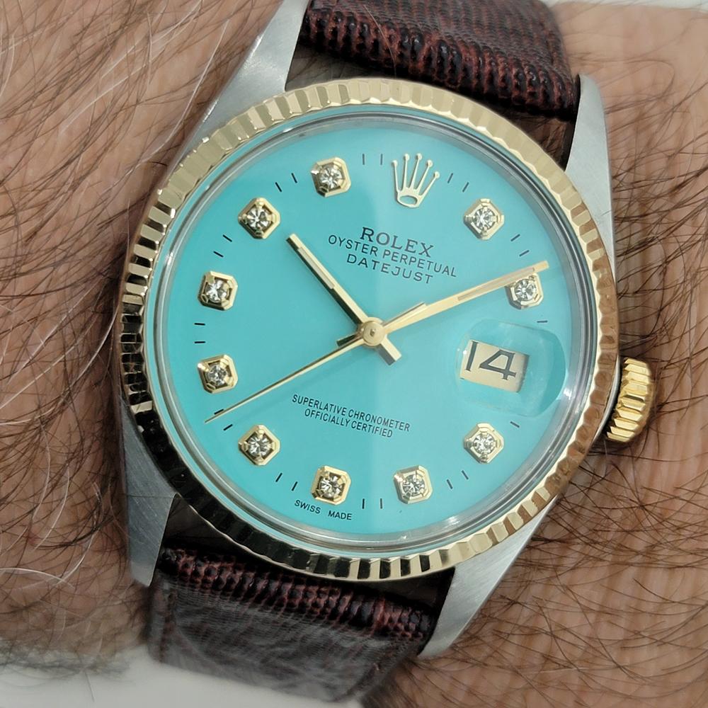 Rolex 16013 Datejust 36mm 18k SS Mens Custom Diamond Dial Automatic 1980s RA557B For Sale 9