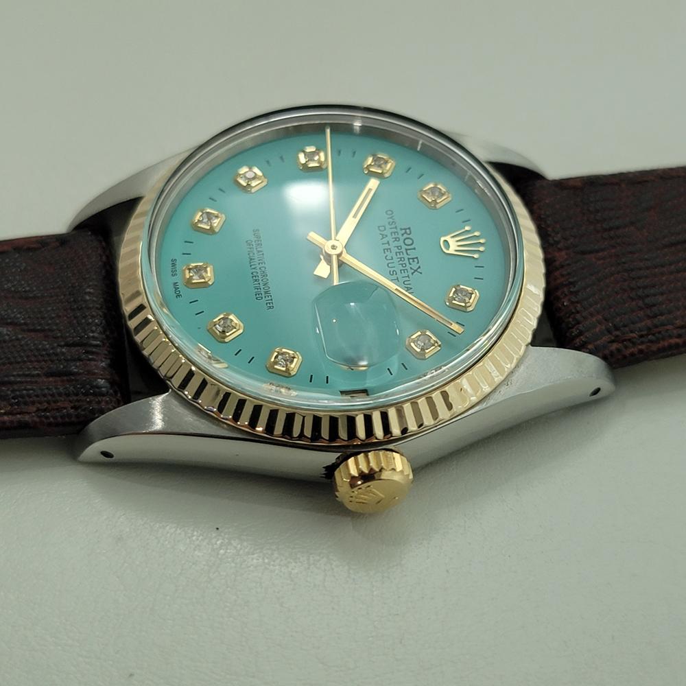 Rolex 16013 Datejust 36mm 18k SS Mens Custom Diamond Dial Automatic 1980s RA557B For Sale 1