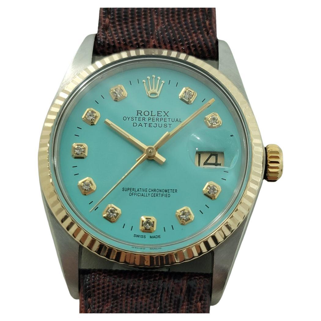 Rolex 16013 Datejust 36mm 18k SS Mens Custom Diamond Dial Automatic 1980s RA557B For Sale