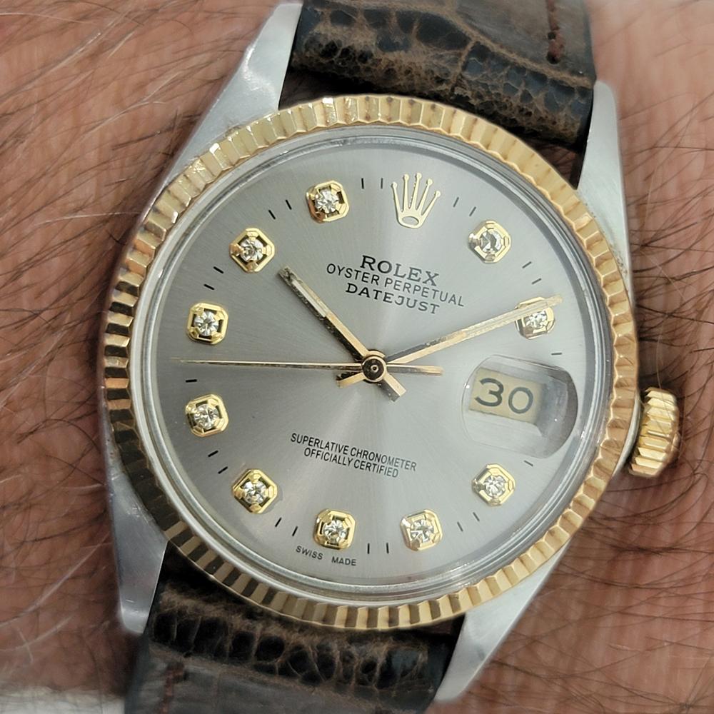 Rolex 16013 Datejust 36mm 18k SS Herren Diamant Zifferblatt Automatik 1980er Jahre Schweizer RA556B im Angebot 10