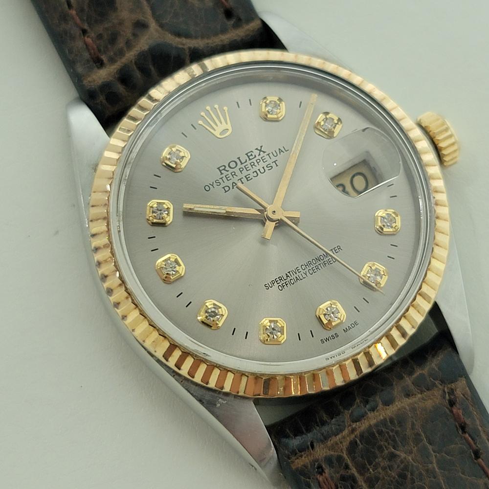 Rolex 16013 Datejust 36mm 18k SS Herren Diamant Zifferblatt Automatik 1980er Jahre Schweizer RA556B im Zustand „Hervorragend“ im Angebot in Beverly Hills, CA