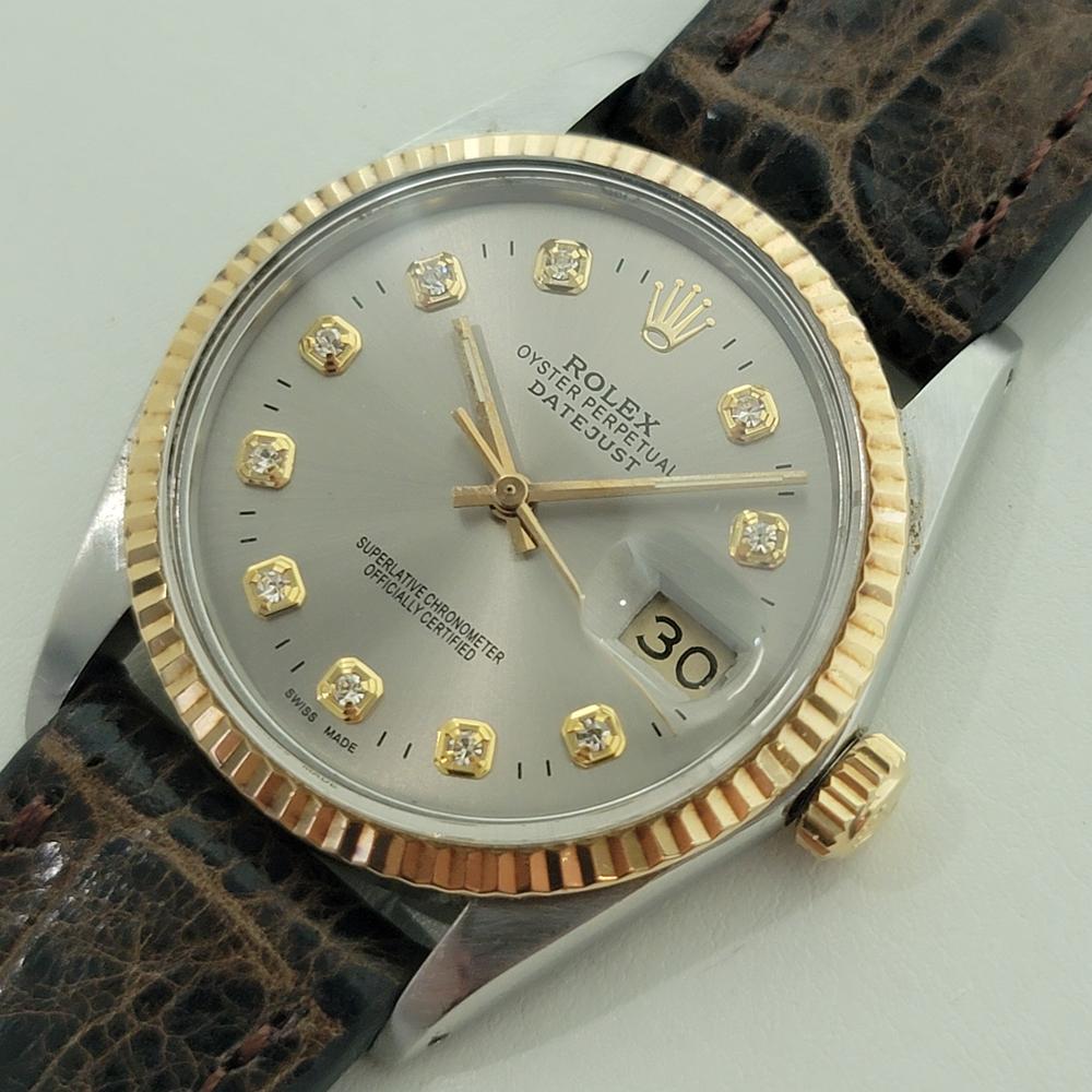 Rolex 16013 Datejust 36mm 18k SS Herren Diamant Zifferblatt Automatik 1980er Jahre Schweizer RA556B im Angebot 1