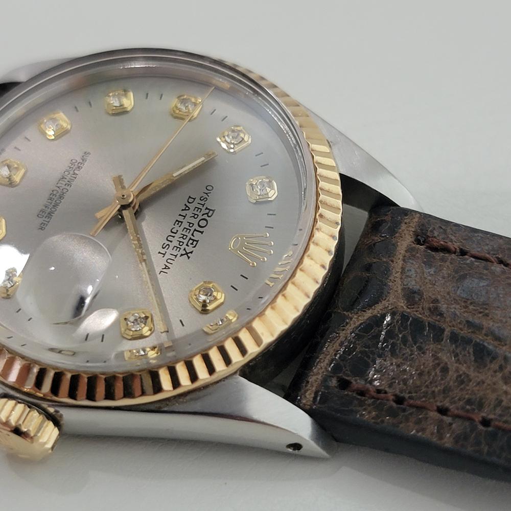 Rolex 16013 Datejust 36mm 18k SS Herren Diamant Zifferblatt Automatik 1980er Jahre Schweizer RA556B im Angebot 3