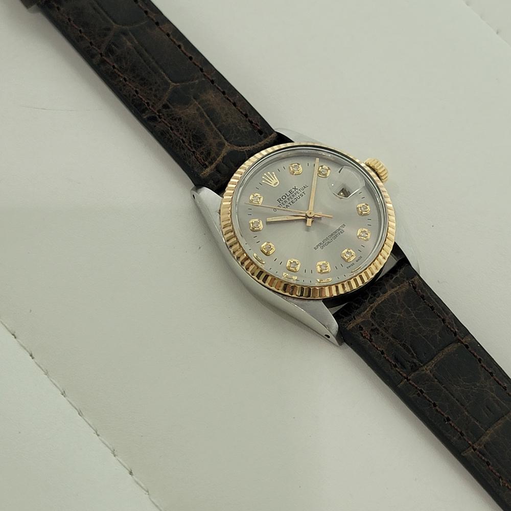 Rolex 16013 Datejust 36mm 18k SS Herren Diamant Zifferblatt Automatik 1980er Jahre Schweizer RA556B im Angebot 4