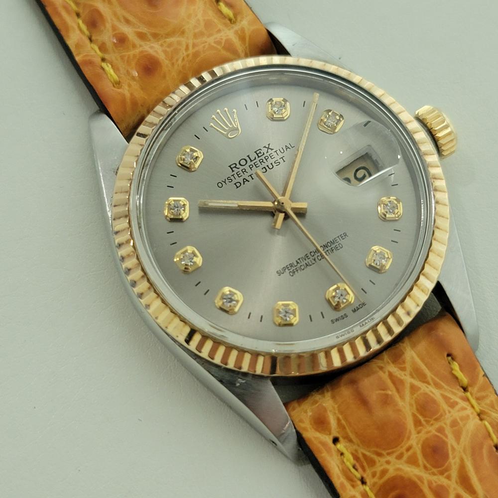 Rolex 16013 Datejust 36mm 18k SS Herren Diamant Zifferblatt Automatik 1980er Vintage By RA556 im Zustand „Hervorragend“ im Angebot in Beverly Hills, CA