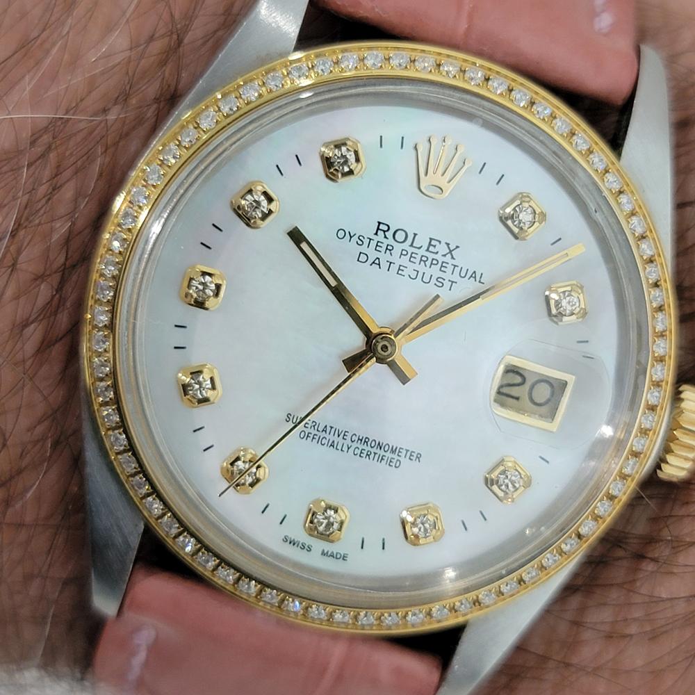 Rolex 16013 Datejust 36mm 18k SS Mens Diamond MOP Dial Automatic 1980s RA552 im Angebot 9
