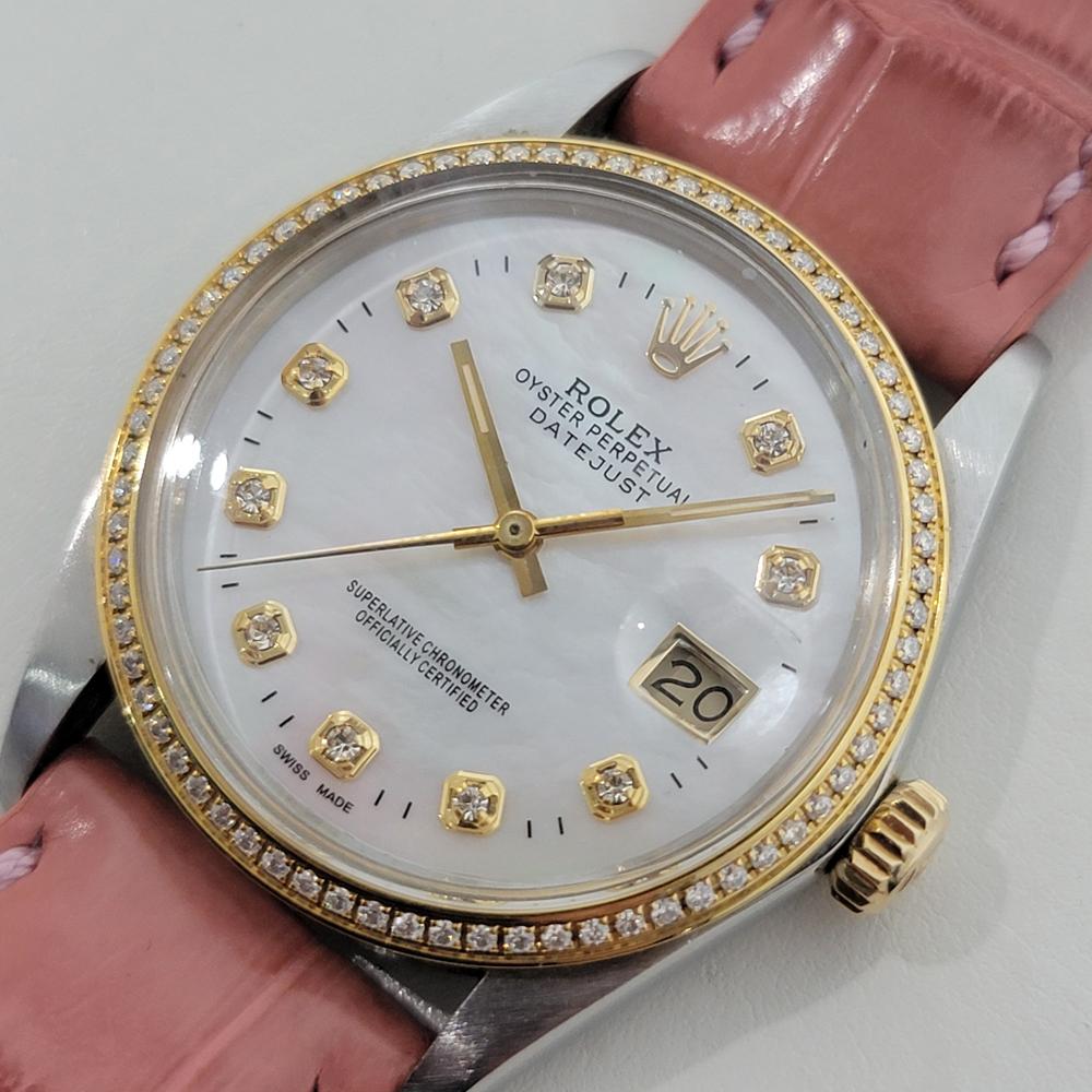 Rolex 16013 Datejust 36mm 18k SS Mens Diamond MOP Dial Automatic 1980s RA552 Herren im Angebot