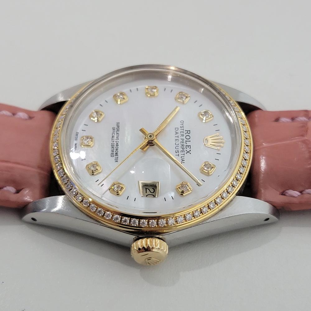 Rolex 16013 Datejust 36mm 18k SS Mens Diamond MOP Dial Automatic 1980s RA552 im Angebot 1