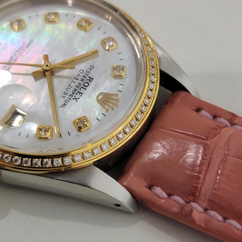 Rolex 16013 Datejust 36mm 18k SS Mens Diamond MOP Dial Automatic 1980s RA552 im Angebot 2
