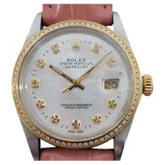 Rolex 16013 Datejust 36mm 18k SS Mens Diamond MOP Dial Automatic 1980s RA552