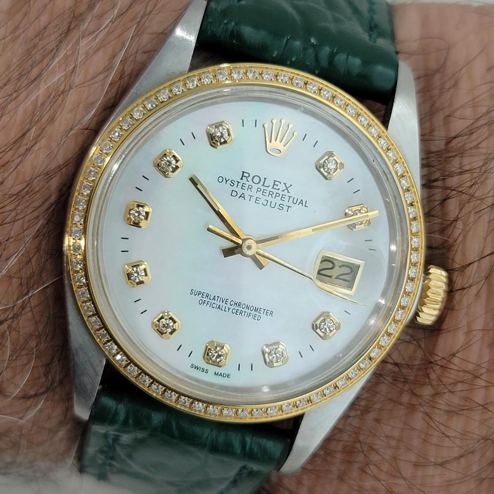 Rolex 16013 Datejust 36mm 18k SS Mens Diamond MOP Dial Automatic 1980s RA552B For Sale 9