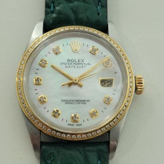 Rolex 16013 Datejust 36mm 18k SS Mens Diamond MOP Dial Automatic 1980s RA552B