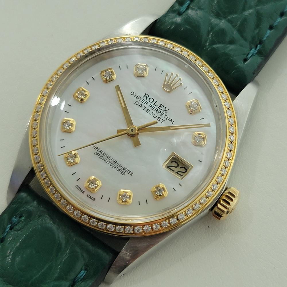 Men's Rolex 16013 Datejust 36mm 18k SS Mens Diamond MOP Dial Automatic 1980s RA552B For Sale