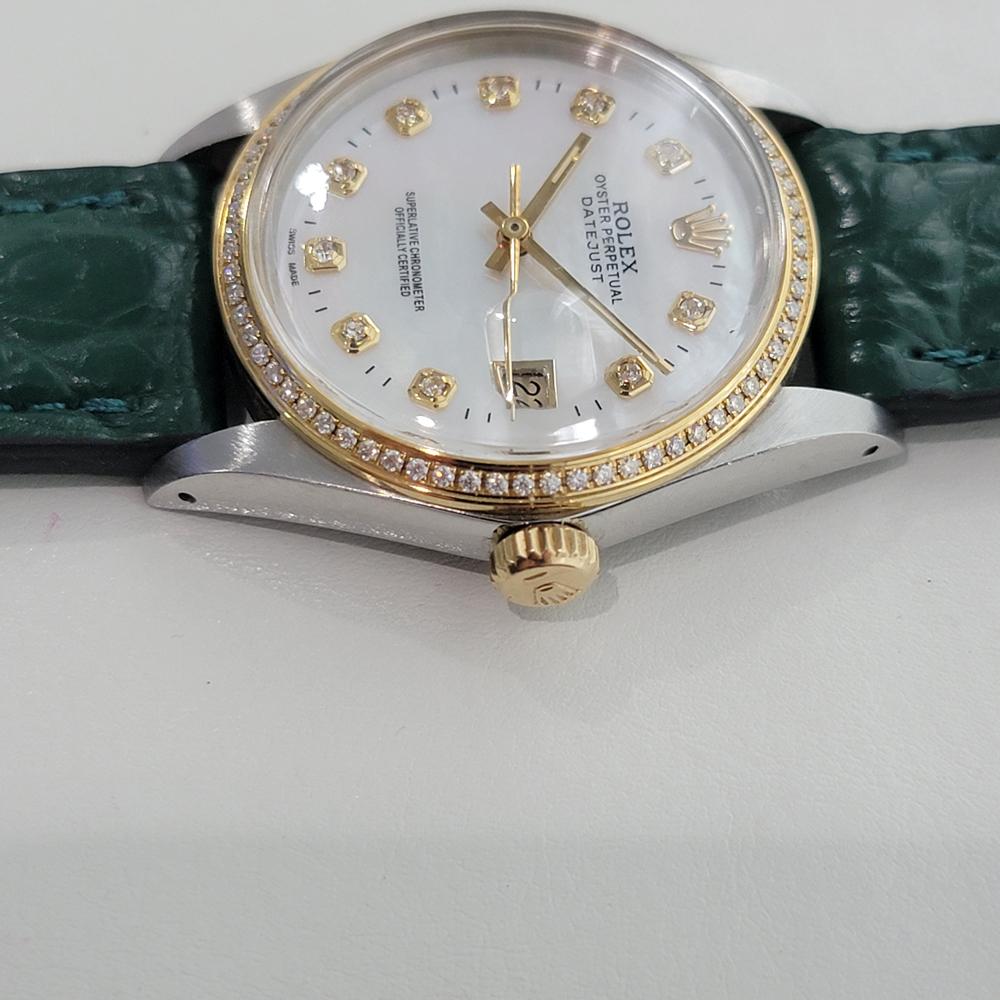 Rolex 16013 Datejust 36mm 18k SS Mens Diamond MOP Dial Automatic 1980s RA552B For Sale 1