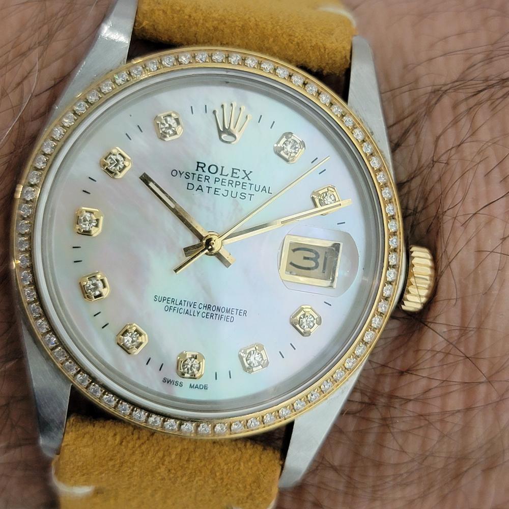 Rolex 16013 Datejust 36mm 18k SS Mens Diamond MOP Dial Automatic 1980s RA553 im Angebot 9