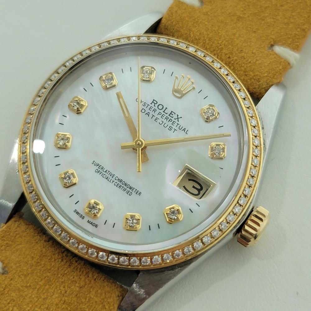 Rolex 16013 Datejust 36mm 18k SS Mens Diamond MOP Dial Automatic 1980s RA553 Herren im Angebot