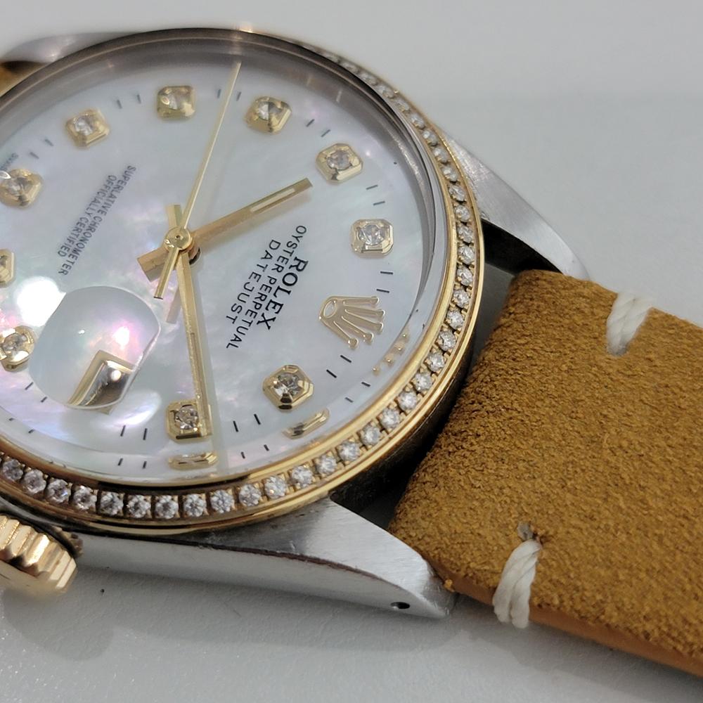 Rolex 16013 Datejust 36mm 18k SS Mens Diamond MOP Dial Automatic 1980s RA553 im Angebot 2