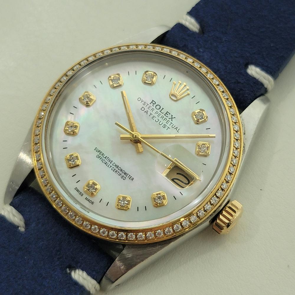Men's Rolex 16013 Datejust 36mm 18k SS Mens Diamond MOP Dial Automatic 1980s RA553B For Sale