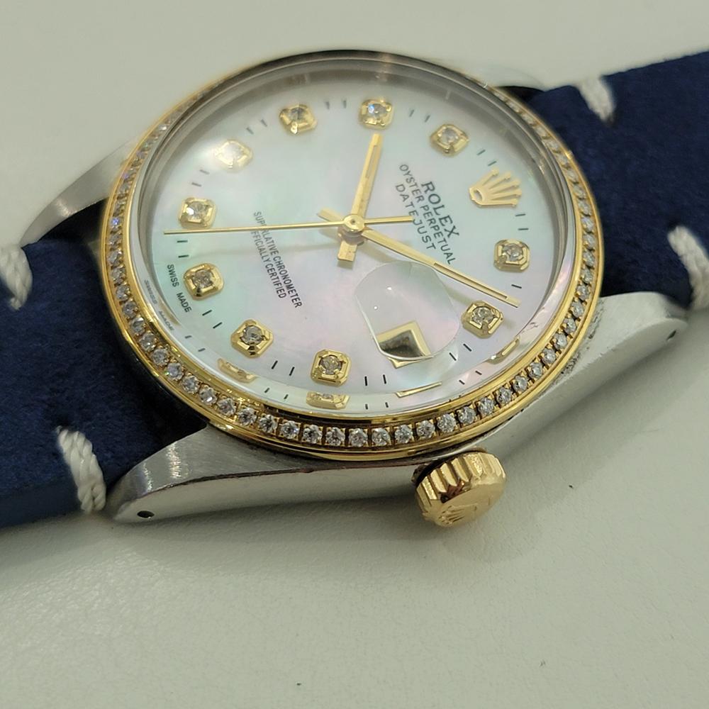 Rolex 16013 Datejust 36mm 18k SS Mens Diamond MOP Dial Automatic 1980s RA553B For Sale 1