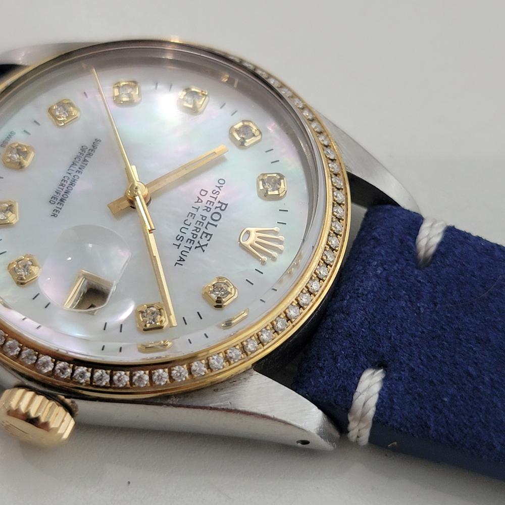 Rolex 16013 Datejust 36mm 18k SS Mens Diamond MOP Dial Automatic 1980s RA553B For Sale 2
