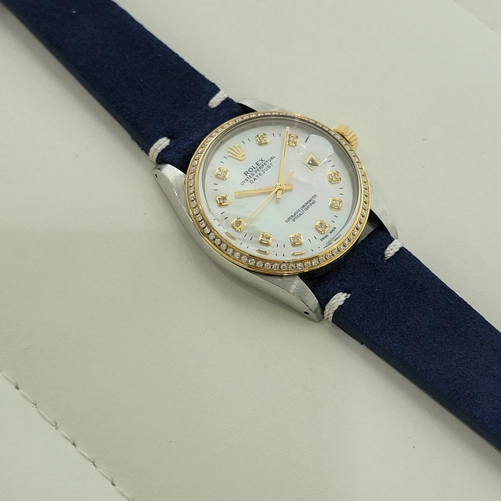 Rolex 16013 Datejust 36mm 18k SS Mens Diamond MOP Dial Automatic 1980s RA553B For Sale 3