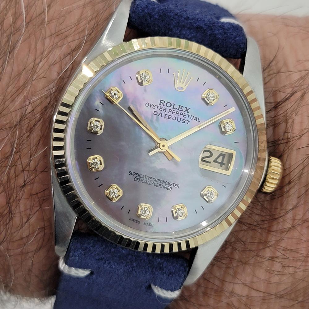 Rolex 16013 Datejust 36mm 18k SS Mens Diamond MOP Dial Automatic 1980s RA554 im Angebot 9