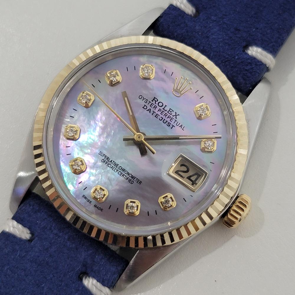 Rolex 16013 Datejust 36mm 18k SS Mens Diamond MOP Dial Automatic 1980s RA554 Herren im Angebot