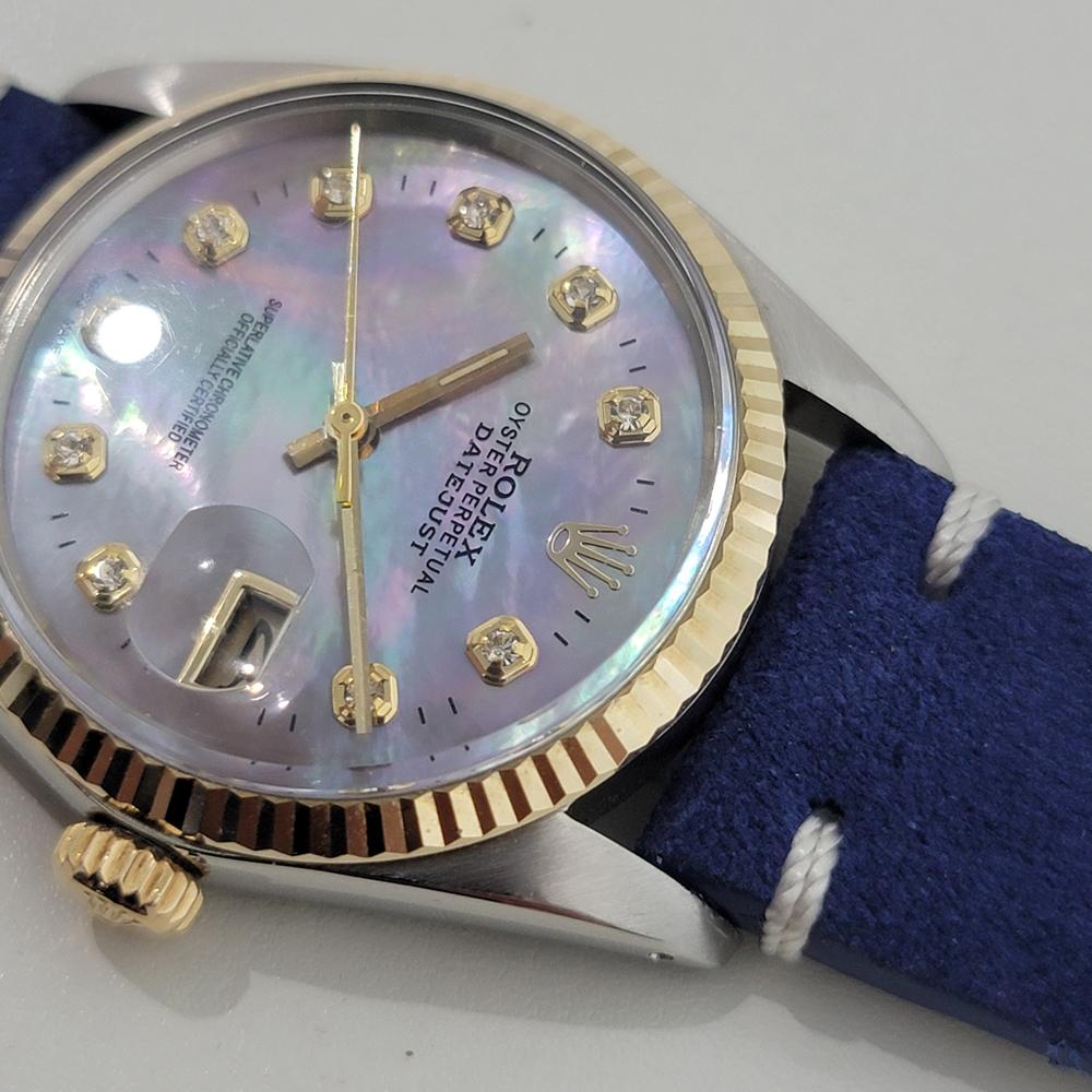 Rolex 16013 Datejust 36mm 18k SS Mens Diamond MOP Dial Automatic 1980s RA554 im Angebot 2