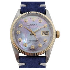 Rolex 16013 Datejust 36mm 18k SS Mens Diamond MOP Dial Automatic 1980s RA554