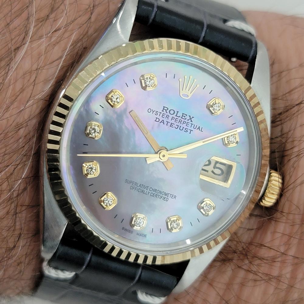 Rolex 16013 Datejust 36mm 18k SS Mens Diamond MOP Dial Automatic 1980s RA554B For Sale 9