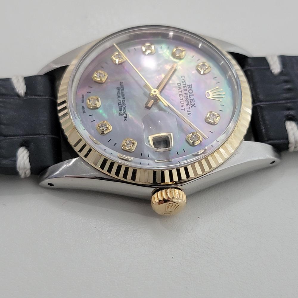 Rolex 16013 Datejust 36mm 18k SS Mens Diamond MOP Dial Automatic 1980s RA554B For Sale 1