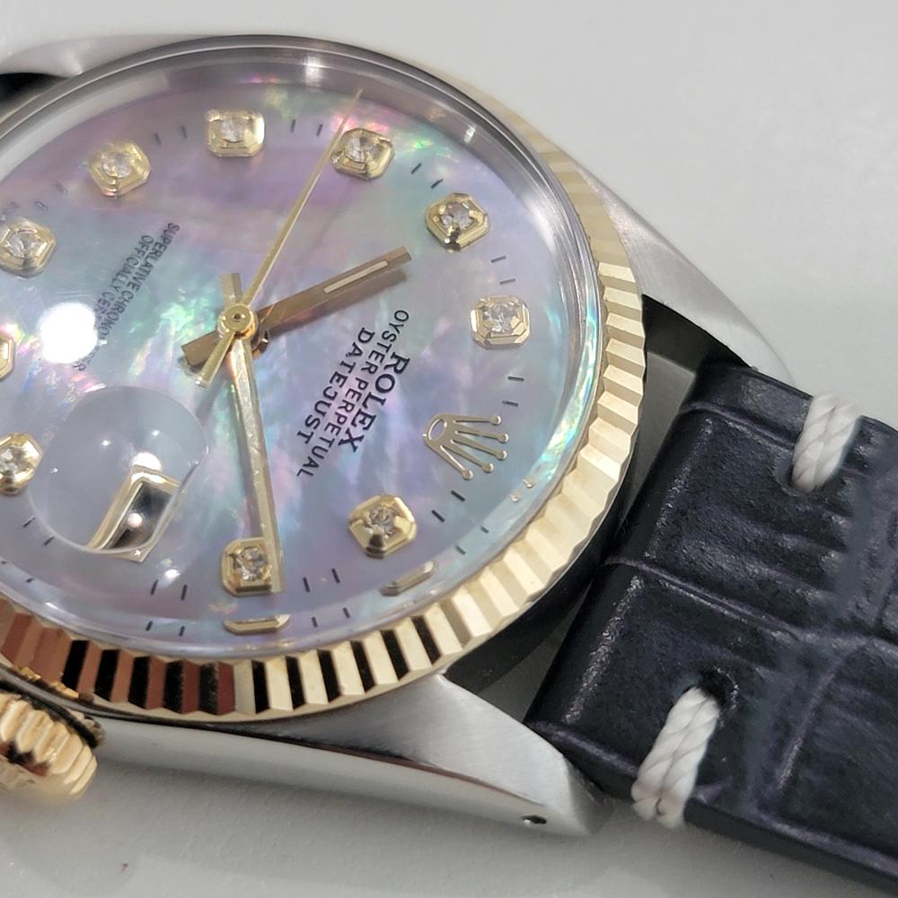 Rolex 16013 Datejust 36mm 18k SS Mens Diamond MOP Dial Automatic 1980s RA554B For Sale 2