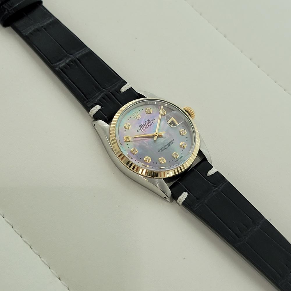 Rolex 16013 Datejust 36mm 18k SS Mens Diamond MOP Dial Automatic 1980s RA554B For Sale 3