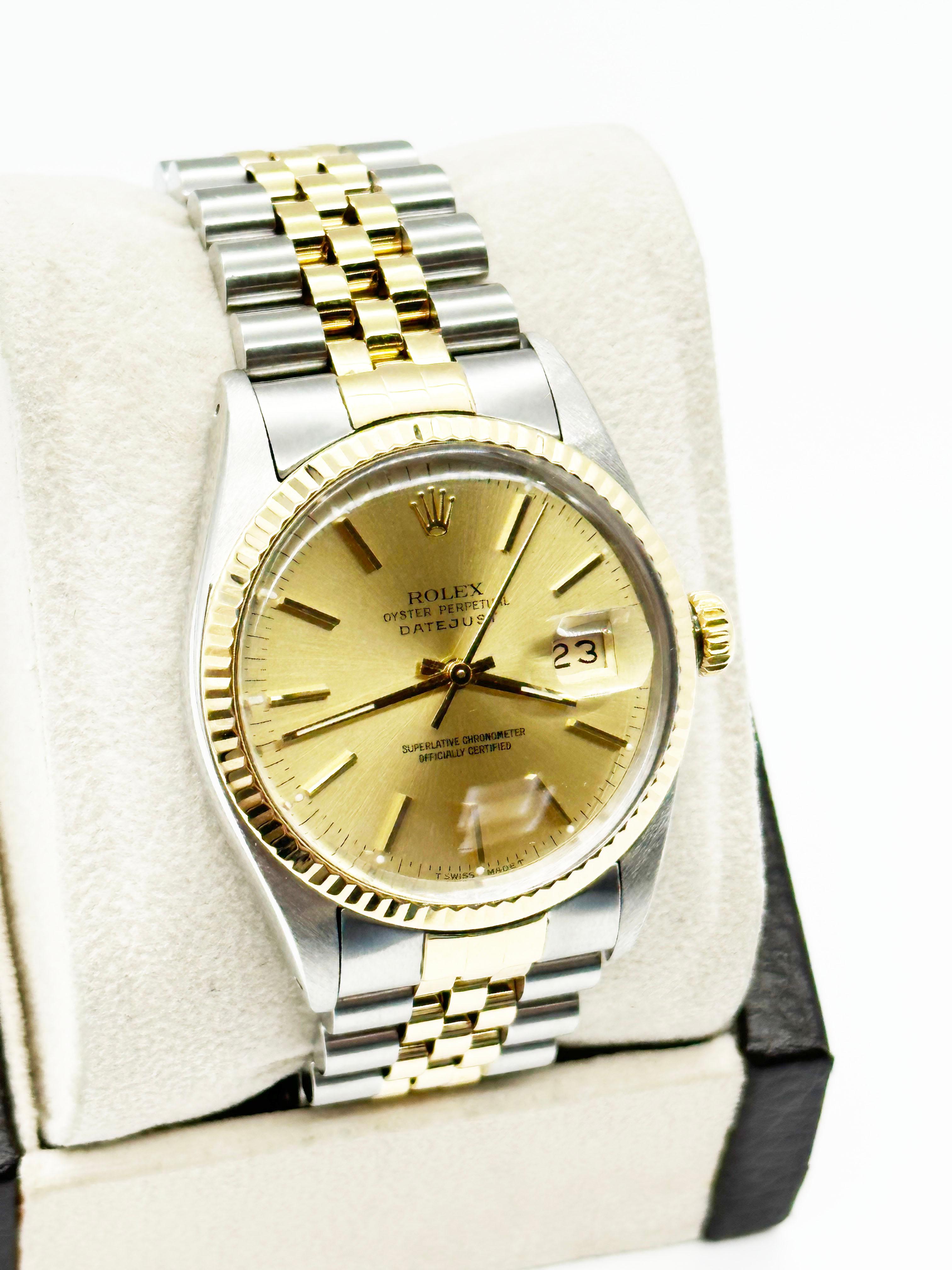 Rolex 16013 Datejust 36mm Esfera Champán Oro Amarillo 18K Acero Inoxidable en Excelente Estado en San Diego, CA