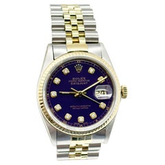 Rolex 16013 Datejust 36mm Purple Diamond Dial 18K Yellow Gold Stainless Steel