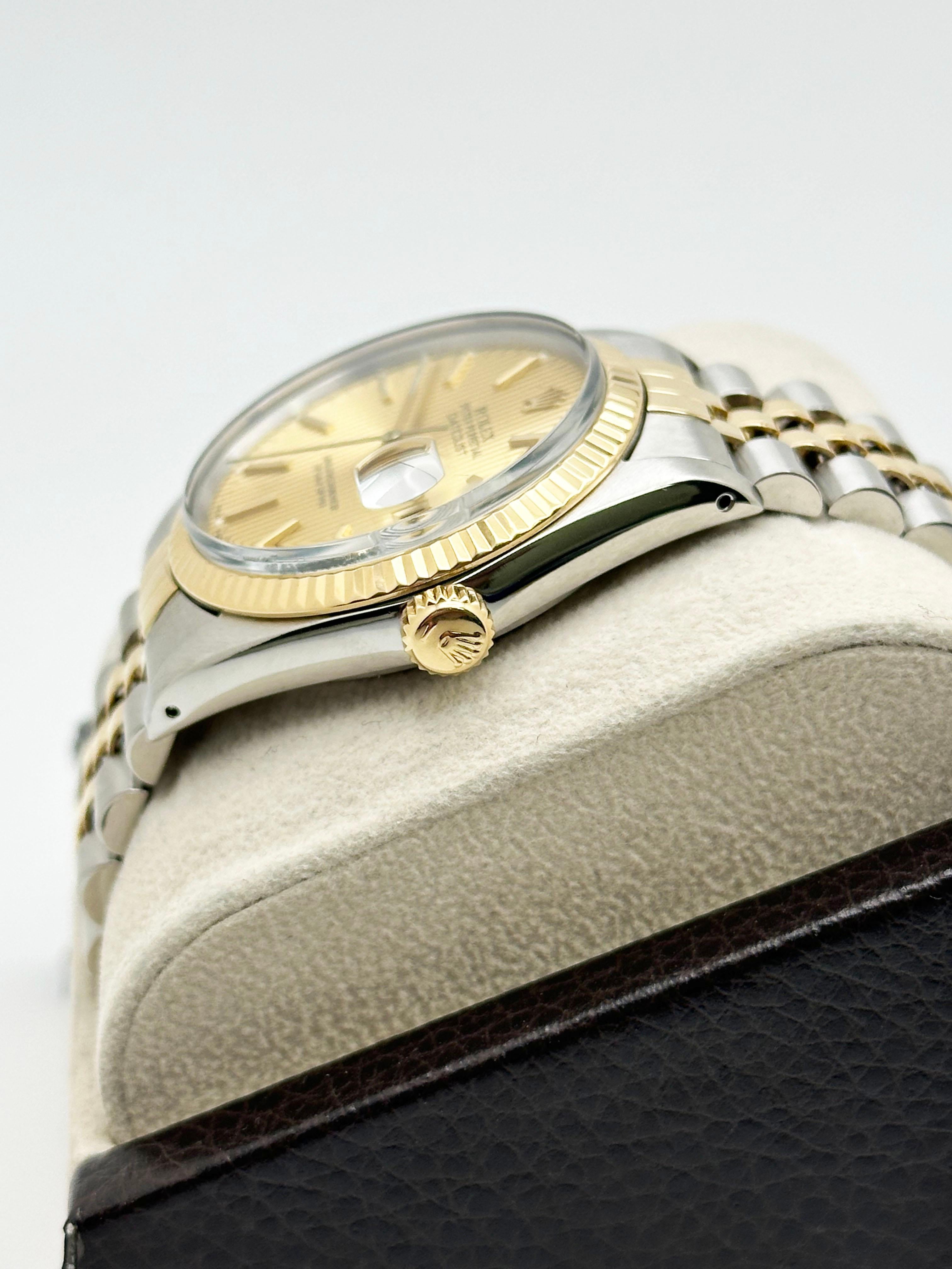 Rolex Datejust 16013 36mm Champagner-Wandteppich Zifferblatt 18K Gold Edelstahl 1