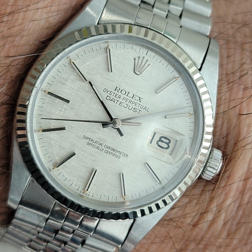 Rolex 16014 Datejust 36mm 18k Oro Blanco SS Hombre Automático 1970s Vintage RA612 en venta 10