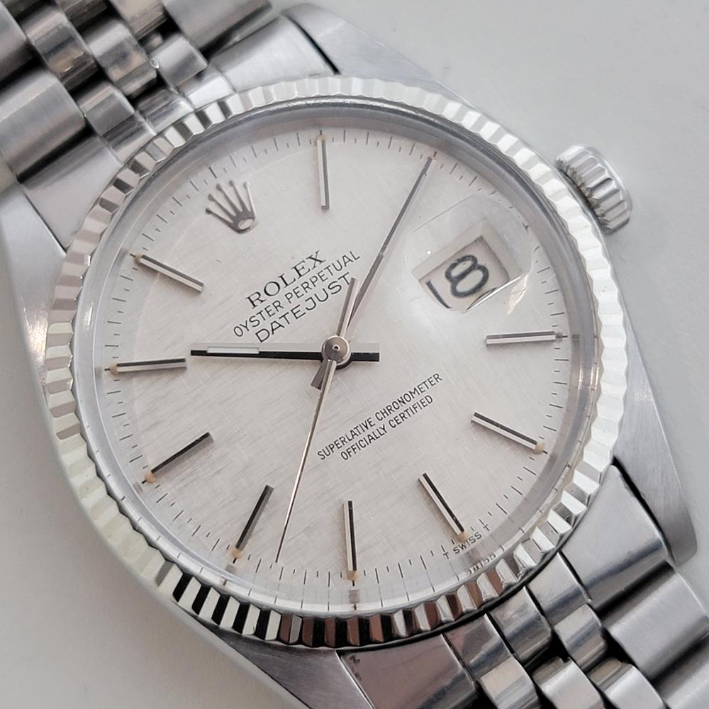Rolex 16014 Datejust 36mm 18k Oro Blanco SS Hombre Automático 1970s Vintage RA612 en Excelente estado para la venta en Beverly Hills, CA