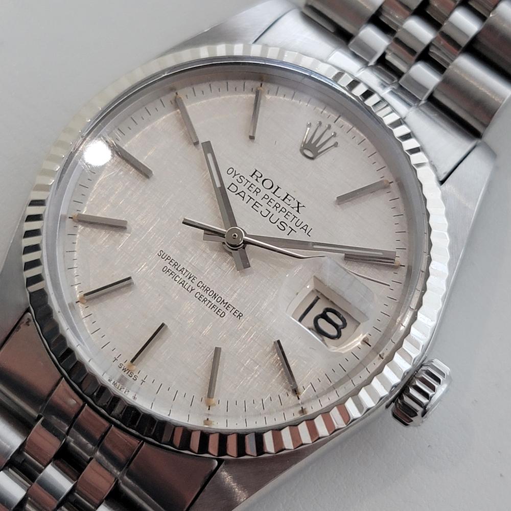 De los hombres Rolex 16014 Datejust 36mm 18k Oro Blanco SS Hombre Automático 1970s Vintage RA612 en venta