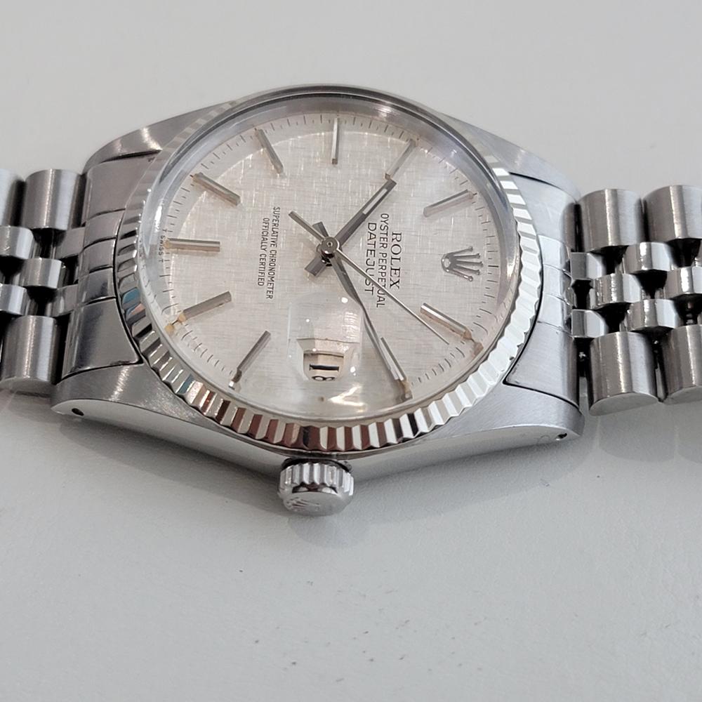 Rolex 16014 Datejust 36mm 18k Oro Blanco SS Hombre Automático 1970s Vintage RA612 en venta 1