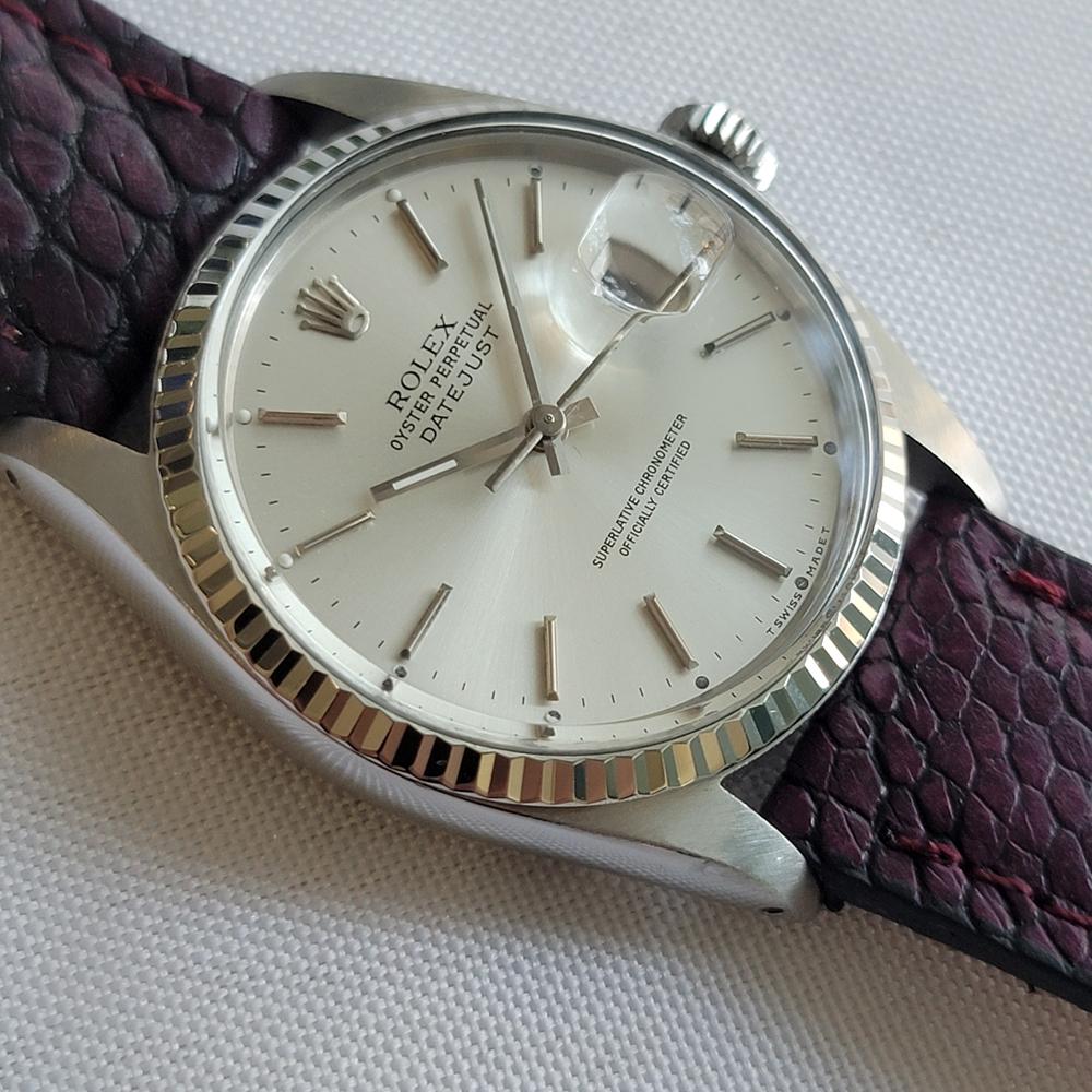 Rolex 16014 Datejust 36mm 18k White Gold SS Mens Automatic 1970s Vintage RA613 In Excellent Condition For Sale In Beverly Hills, CA