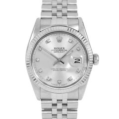 Rolex 16014 Men’s Datejust, Silver Diamond, Fluted Bezel and Jubilee Band