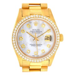 Rolex 16018 Datejust 18 Karat Yellow Gold MOP Diamond Dial Automatic Watch
