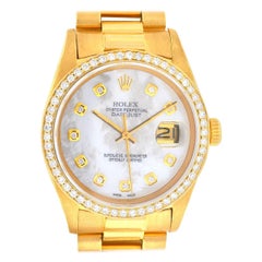 Rolex 16018 Datejust 18 Karat Yellow Gold MOP Diamond Dial Automatic Watch
