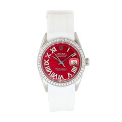 Rolex 1603 Datejust 36mm Stainless Steel Red Diamond Dial Watch