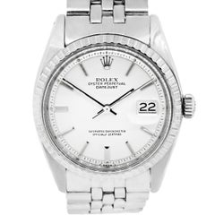Vintage Rolex 1603 Datejust Silver Pie Pan Stick Dial Wristwatch