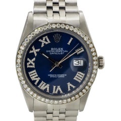 Rolex 16030 Datejust 36mm Stainless Steel Aftermarket Diamond Bezel Dial Watch