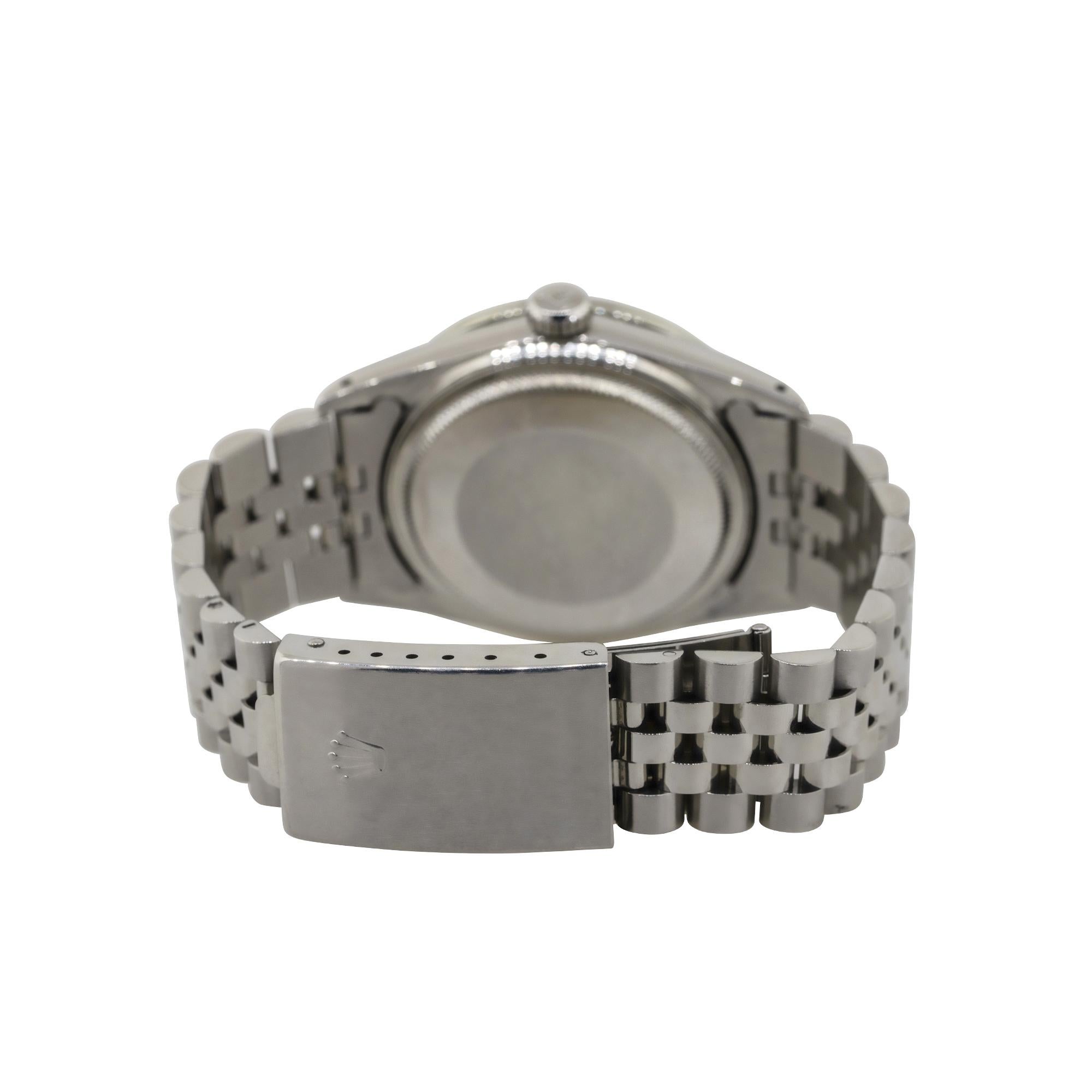 Women's or Men's Rolex 16030 Datejust 36mm Stainless Steel Aftermarket Diamond Bezel Dial Watch For Sale