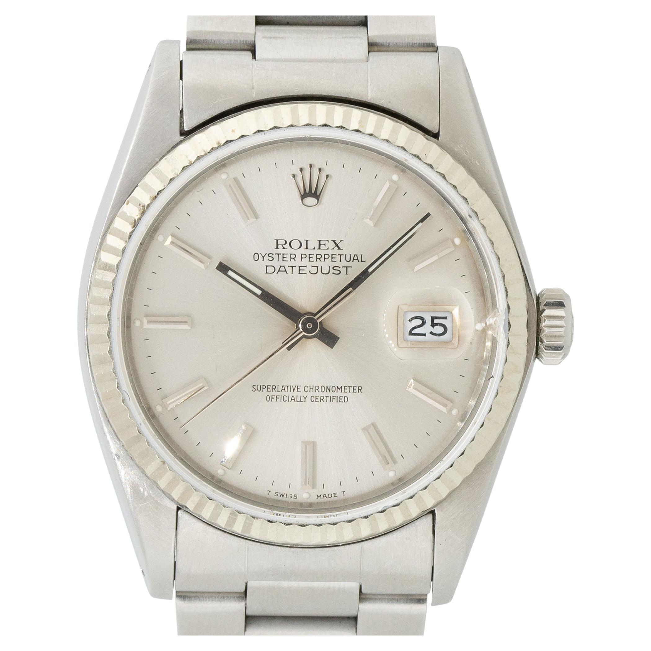 Rolex 16030 Datejust Stainless Steel 36mm Silver Dial Watch For Sale